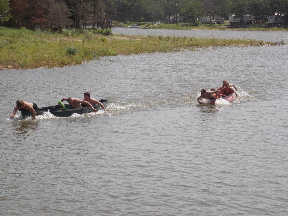 Students Racing Canoes